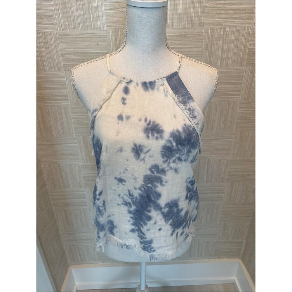 FATE Blue Tie Dye Keyhole Halter Top Size S NWT